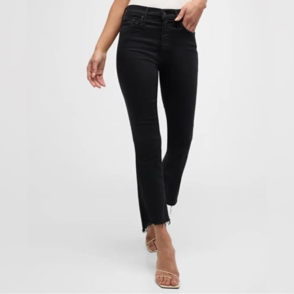 Mother Insider Step Crop Fray Jeans In Black Not Guilty Size 27
